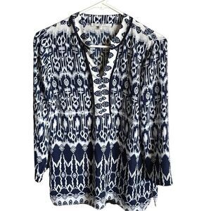 Violet & Claire long sleeve Navy white blouse top tunic size small